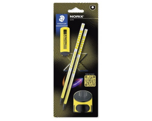 BLISTER CON 2 L&Aacute;PICES DE GRAFITO NORIX HB, AFILAL&Aacute;PICES Y GOMA AMARILLO STAEDTLER 181 SBK2-1 (Espera 4 dias)